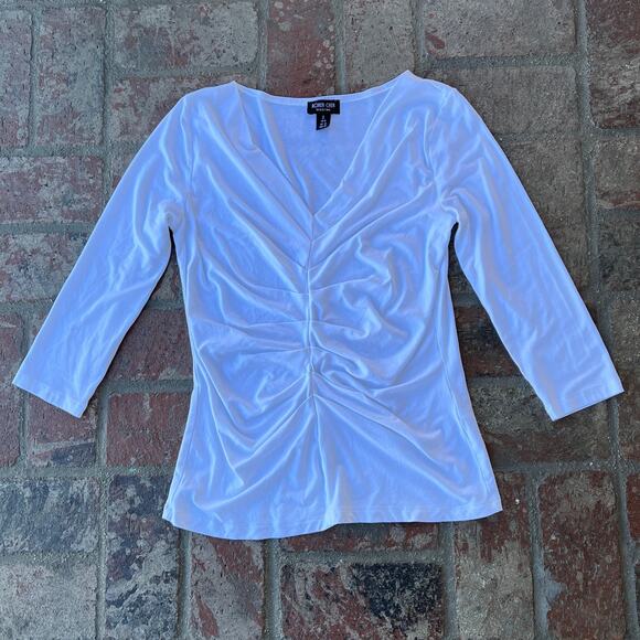 Ronen Chen Basix Rouched Front Blouse White Size US 8 - Picture 1 of 4